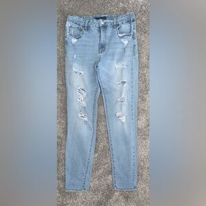 Aeropostale Blue Skinny Jeans Distressed Style